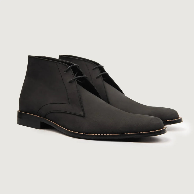 Corry Chukka أسود Nubuck Leather Boots رجالي