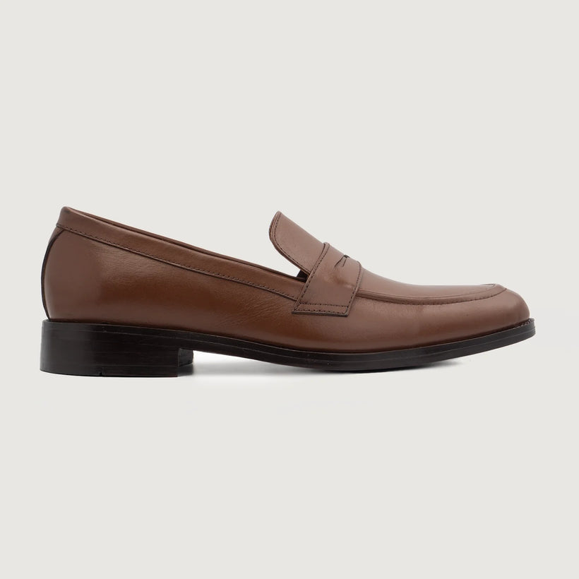 Baxton بني Leather Loafers رجالي