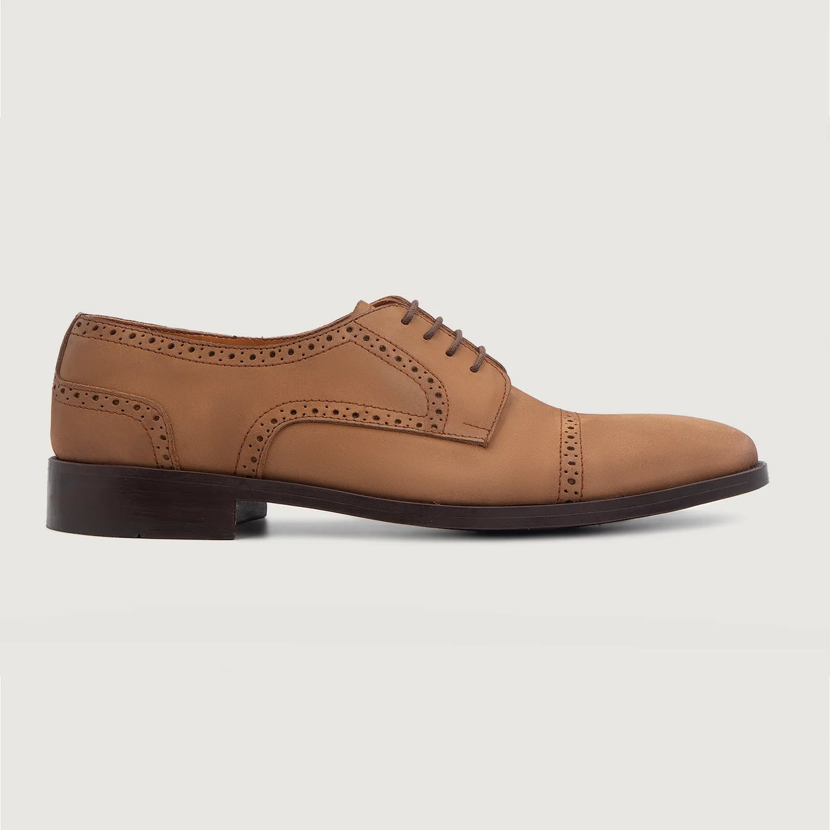 Brown Full-Grain leather Shoes - بناء غوديير ويلت المتين وتفاصيل مقدمة الحذاء