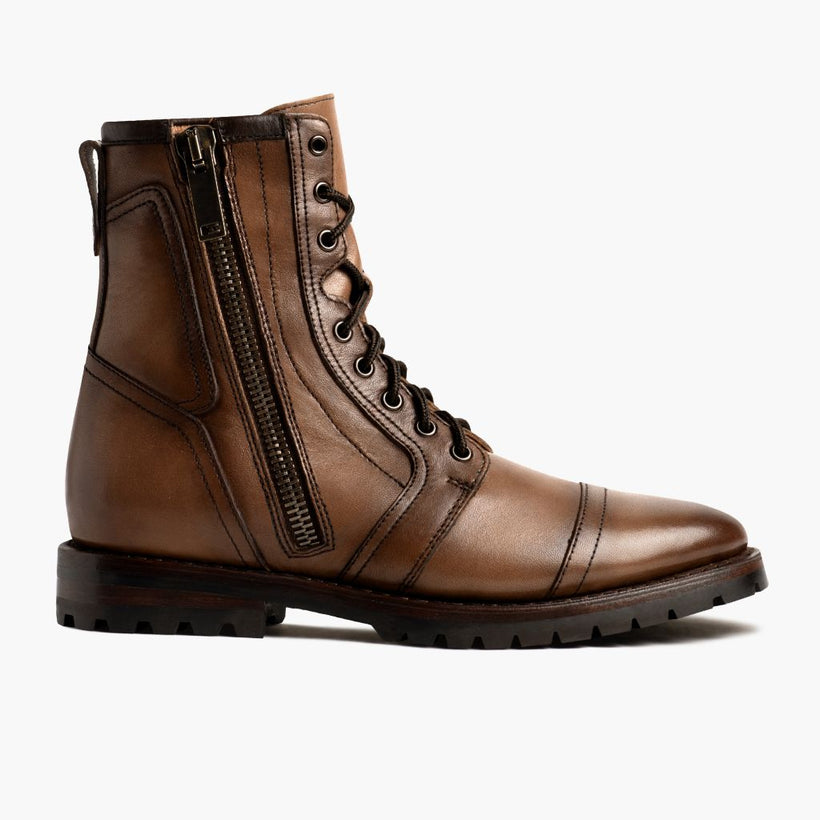 Casa Moto Amber Wheat Leather Boots رجالي