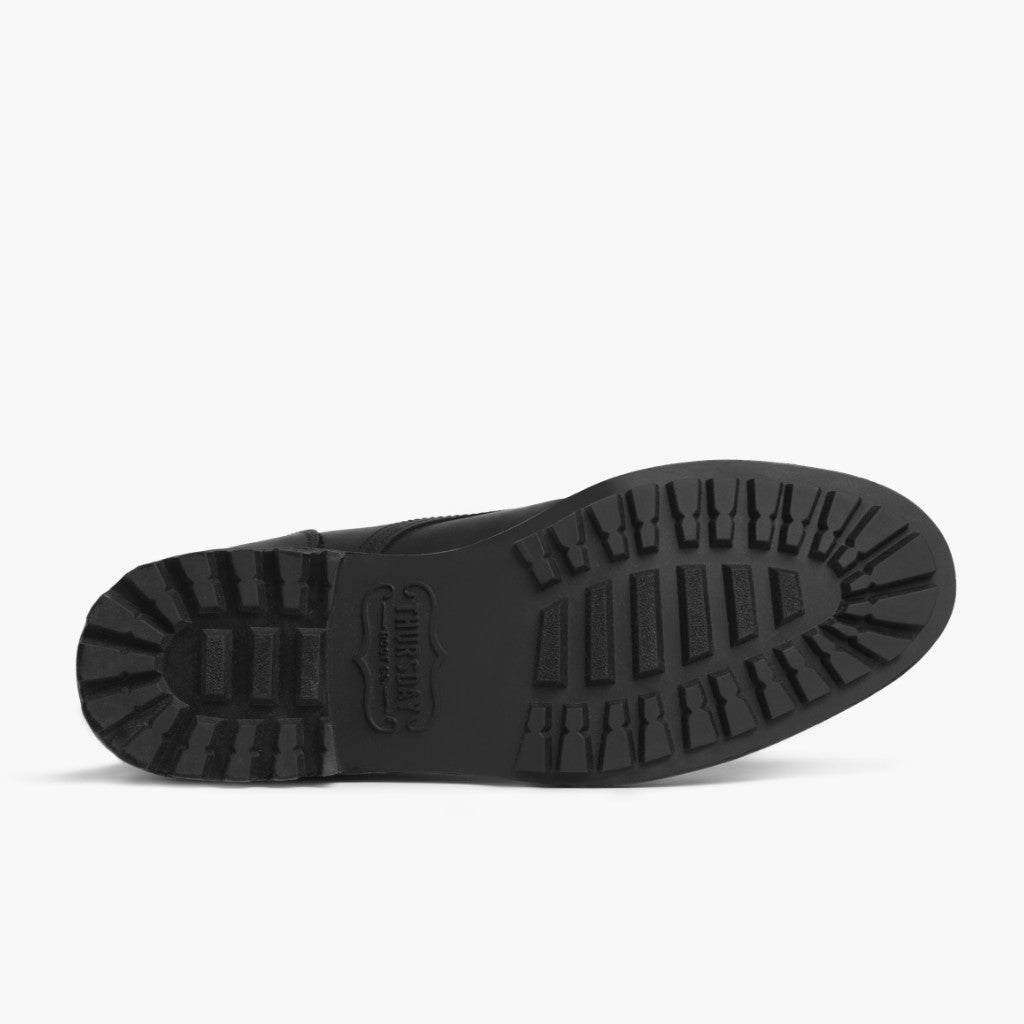 High-Traction Rubber Outsole & Lug Tread Pattern on Logger أسود Matte أحذية بوت جلدية رجالي