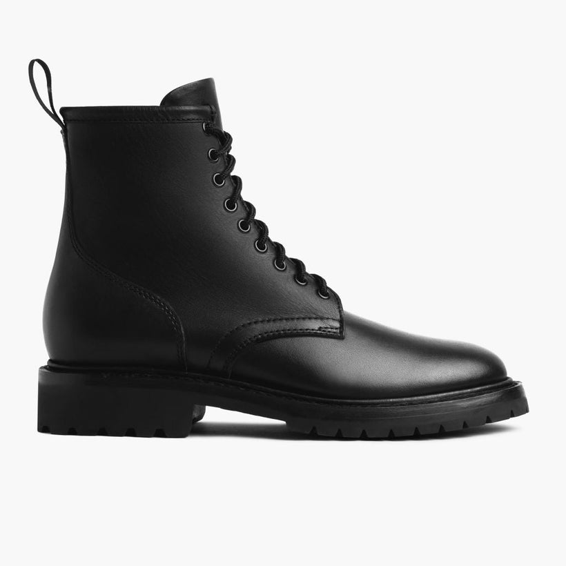 Stomper أسود (No Zipper) Leather Boots رجالي