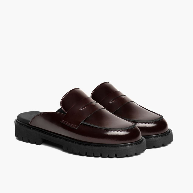 Penny Mule بورجوندي Leather Boots نسائي