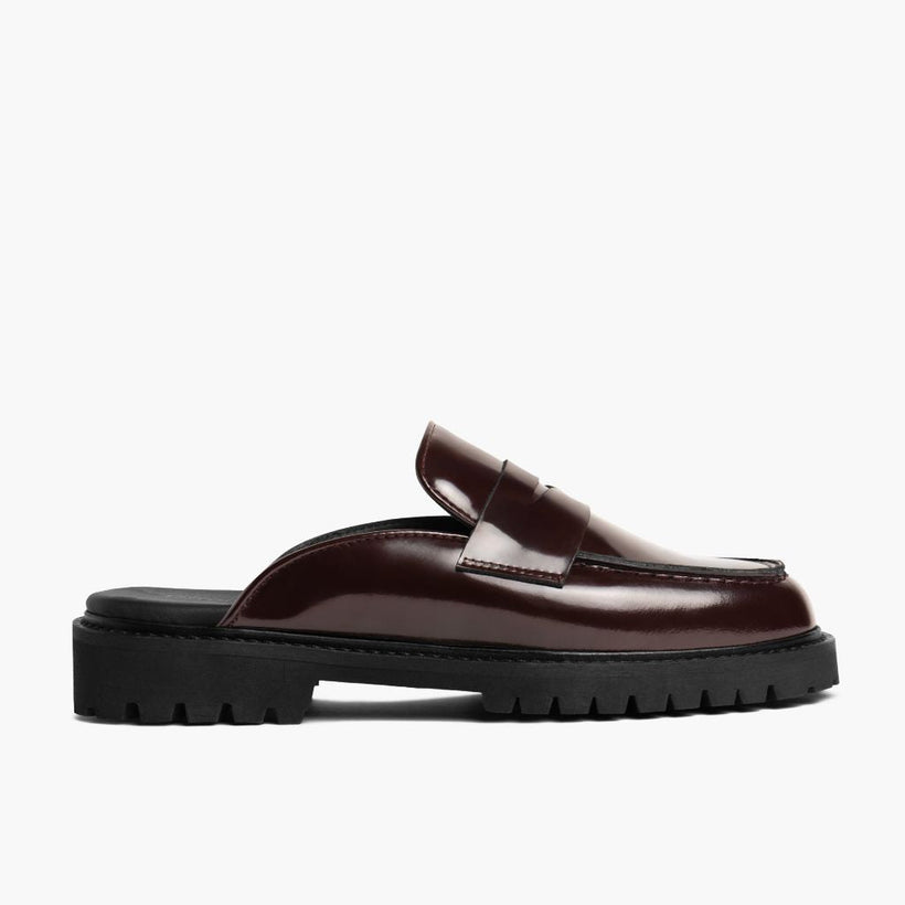 Penny Mule بورجوندي Leather Boots نسائي