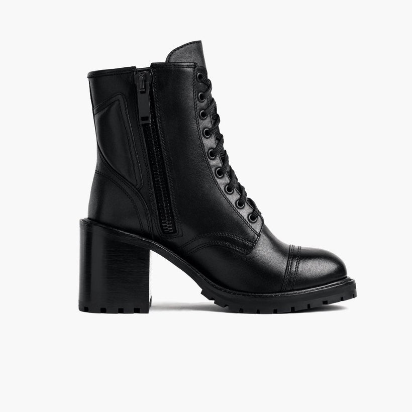 Rebel أسود Leather Boots نسائي