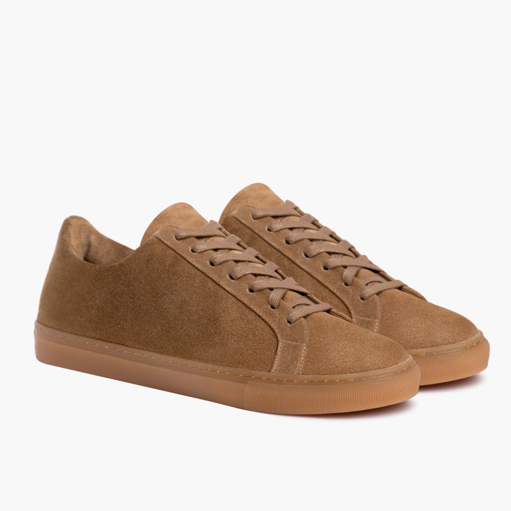 Premier Low Top Camel سنيكرز جلدي كاجوال نسائي in Camel Full-Grain Leather - عرض جانبي | شراء أونلاين عبر المتجر الرسمي