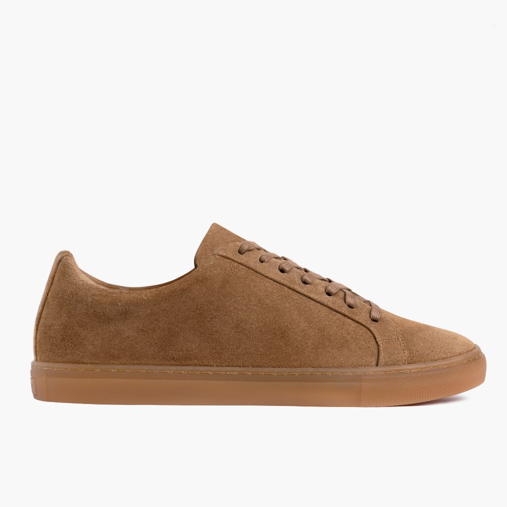 Camel Full-Grain leather Sneakers - بناء غوديير ويلت المتين وتفاصيل مقدمة الحذاء