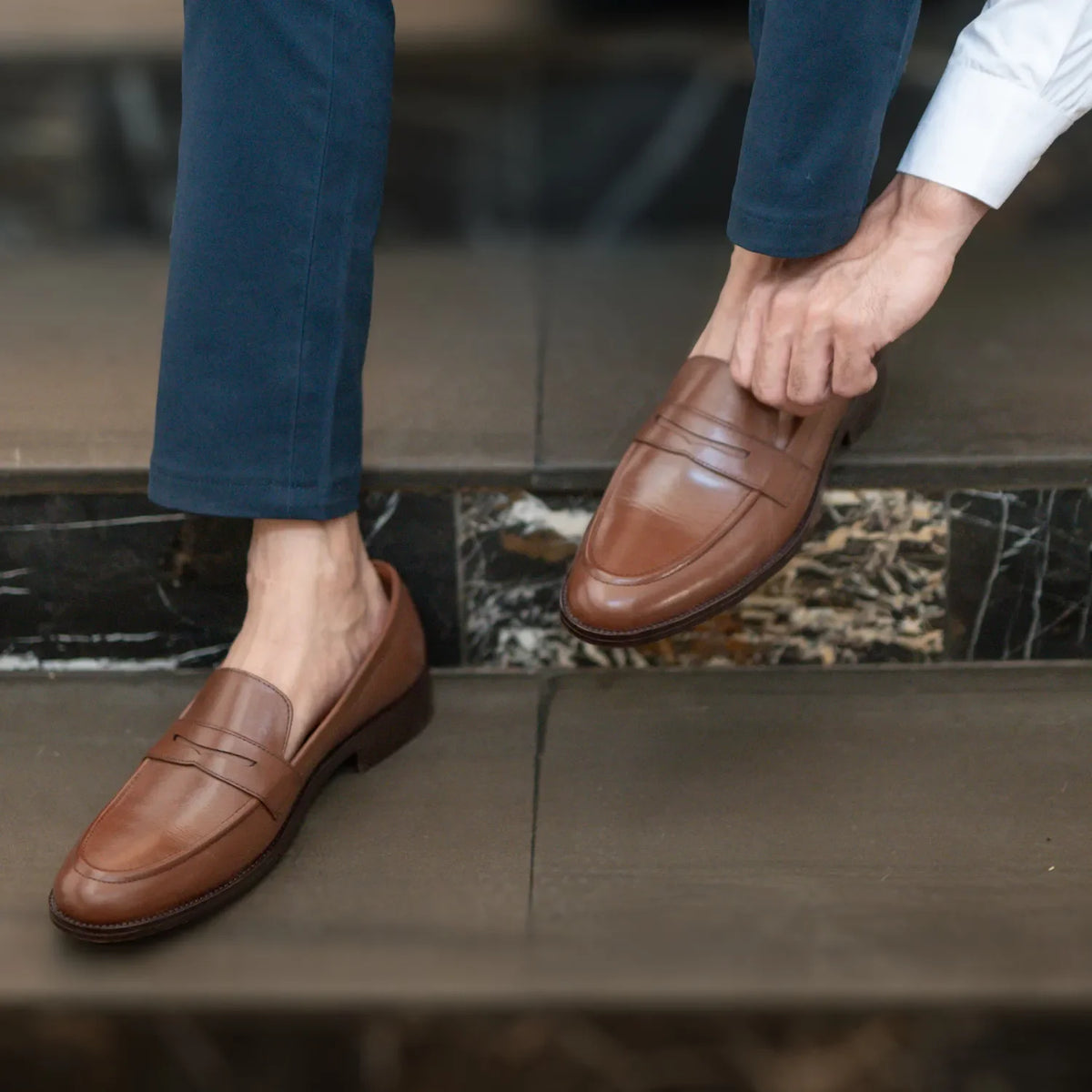 Orlaven Baxton بني أحذية لوفر جلدية بدون كعب رجالي footwear image 10