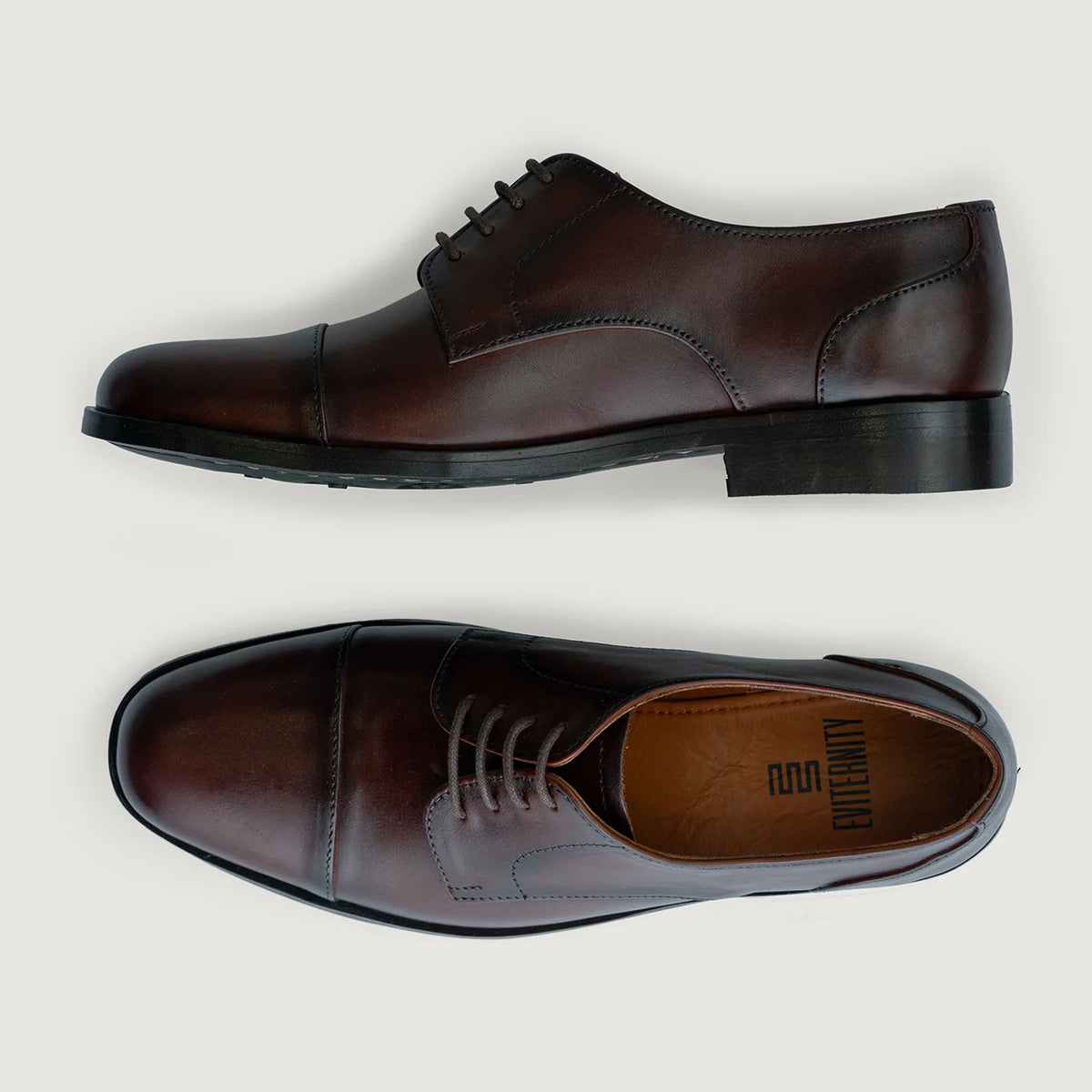 Attorney Derby Brown Leather Shoes For Men - دعامة الكعب المقواة وتفاصيل الخياطة المزدوجة الدقيقة