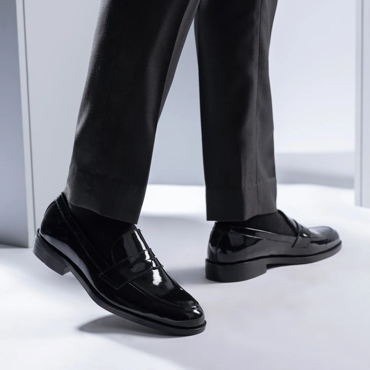 Orlaven Baxton أسود Patent أحذية لوفر جلدية بدون كعب رجالي footwear image 9