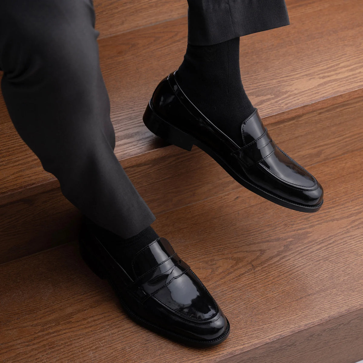 Orlaven Baxton أسود Patent أحذية لوفر جلدية بدون كعب رجالي footwear image 10