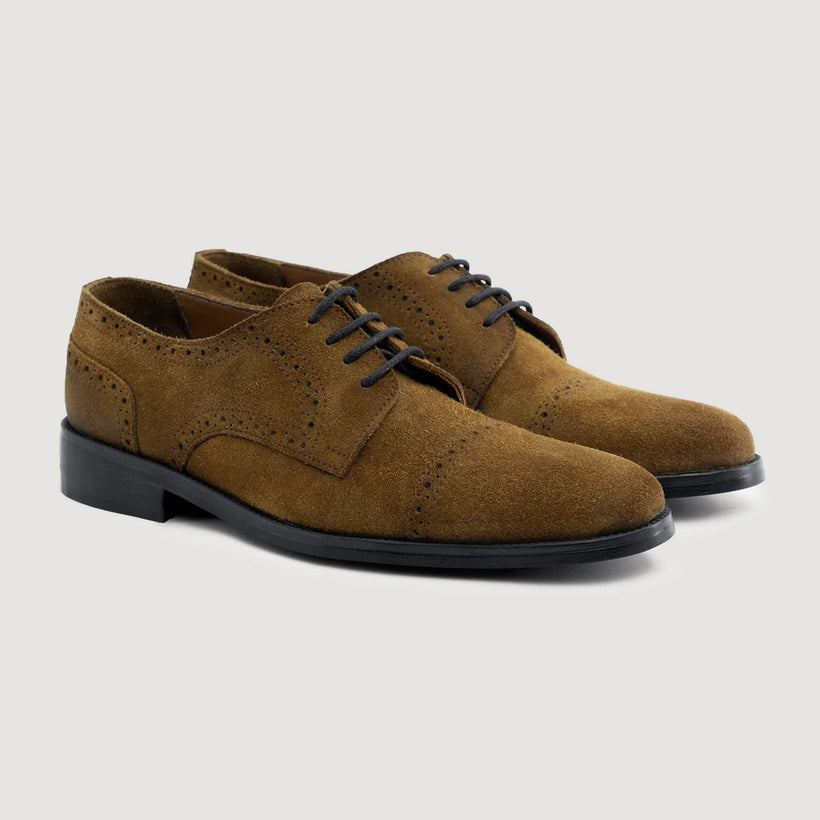 Dirk Brogues Derby بني Suede Leather Shoes - StudGuard رجالي