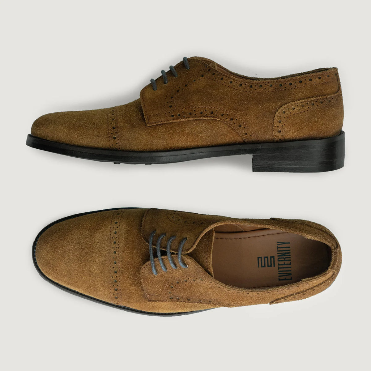 Dirk Brogues Derby Brown Suede Leather Shoes StudGuard For Men - دعامة الكعب المقواة وتفاصيل الخياطة المزدوجة الدقيقة
