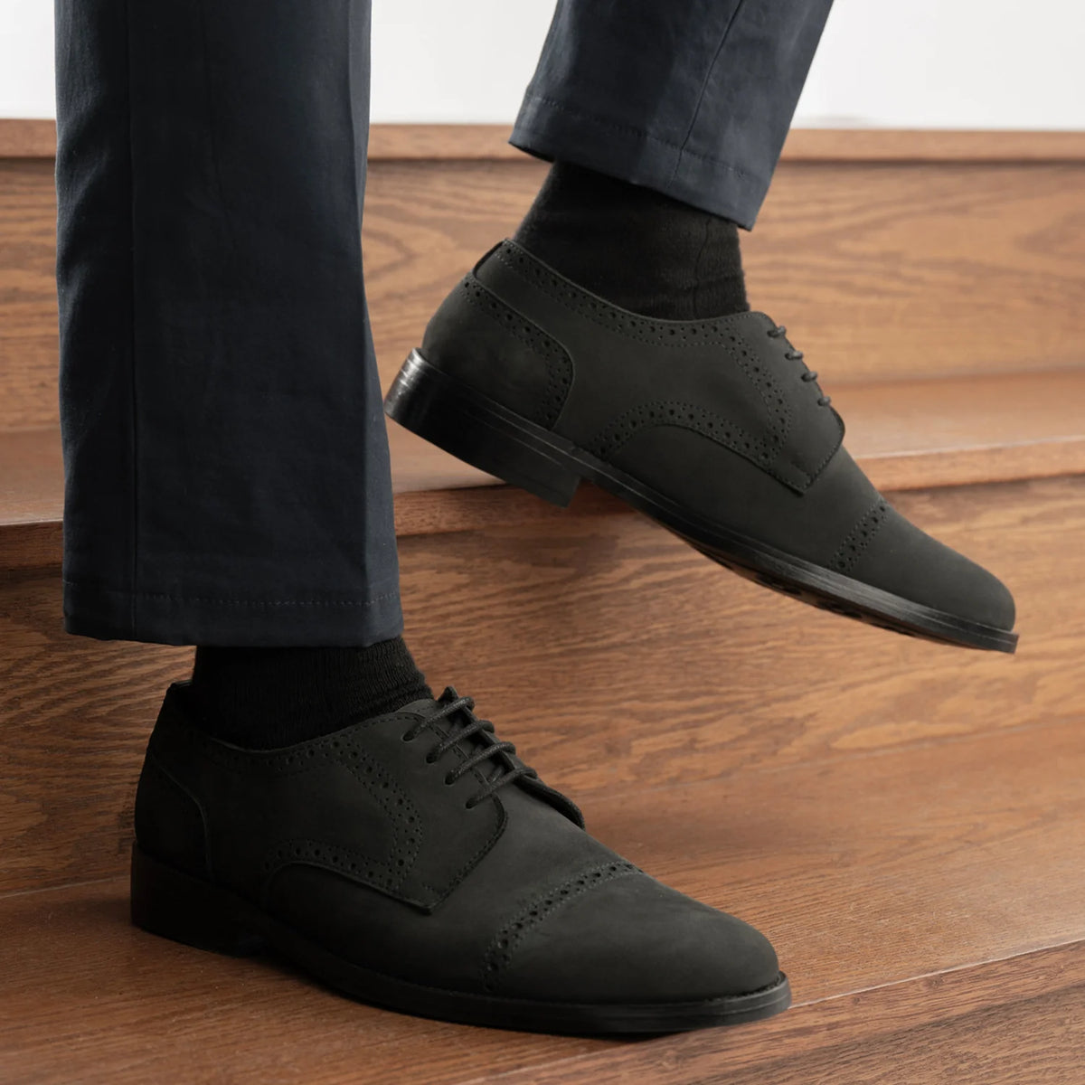 Orlaven Dirk Brogues Derby Matte أسود Nubuck أحذية جلدية كلاسيكية - StudGuard رجالي footwear image 9