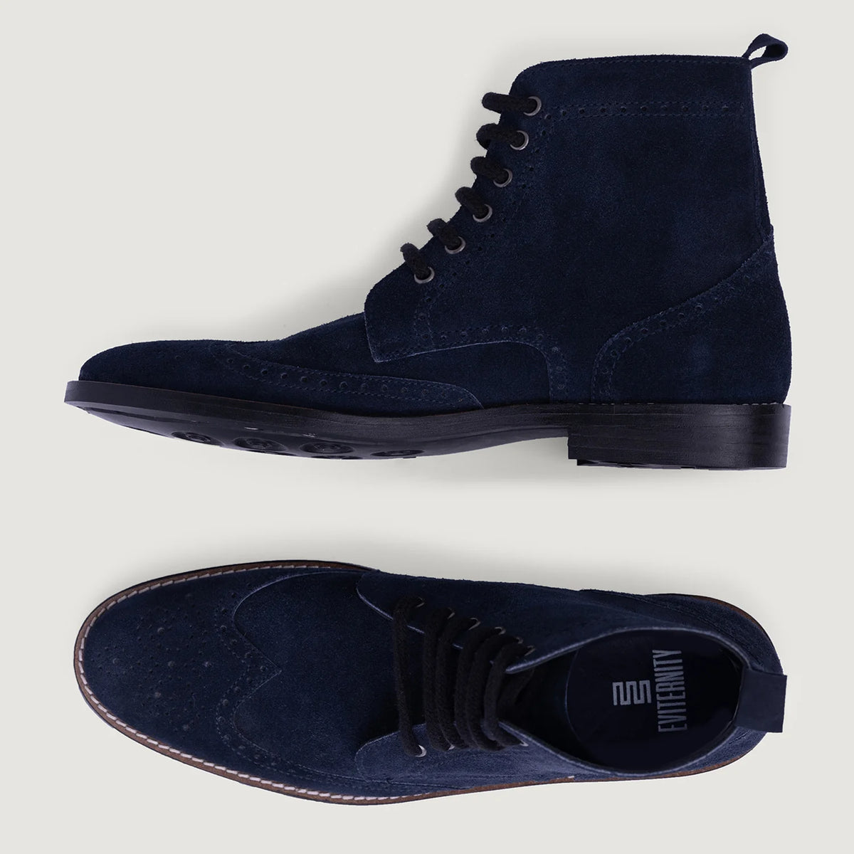 Duster Brogues Blue Suede Leather Boots StudGuard For Men - عرض جانبي يوضح قَصّة الأكمام المريحة