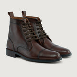 Knight Derby Burnished Brown Leather Boots StudGuard For Men in Burnished Brown Full-Grain Leather - Lateral Side Profile View | Buy Online