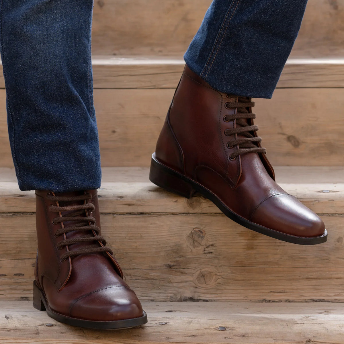 Orlaven Knight Derby Burnished بني أحذية بوت جلدية - StudGuard رجالي footwear image 9