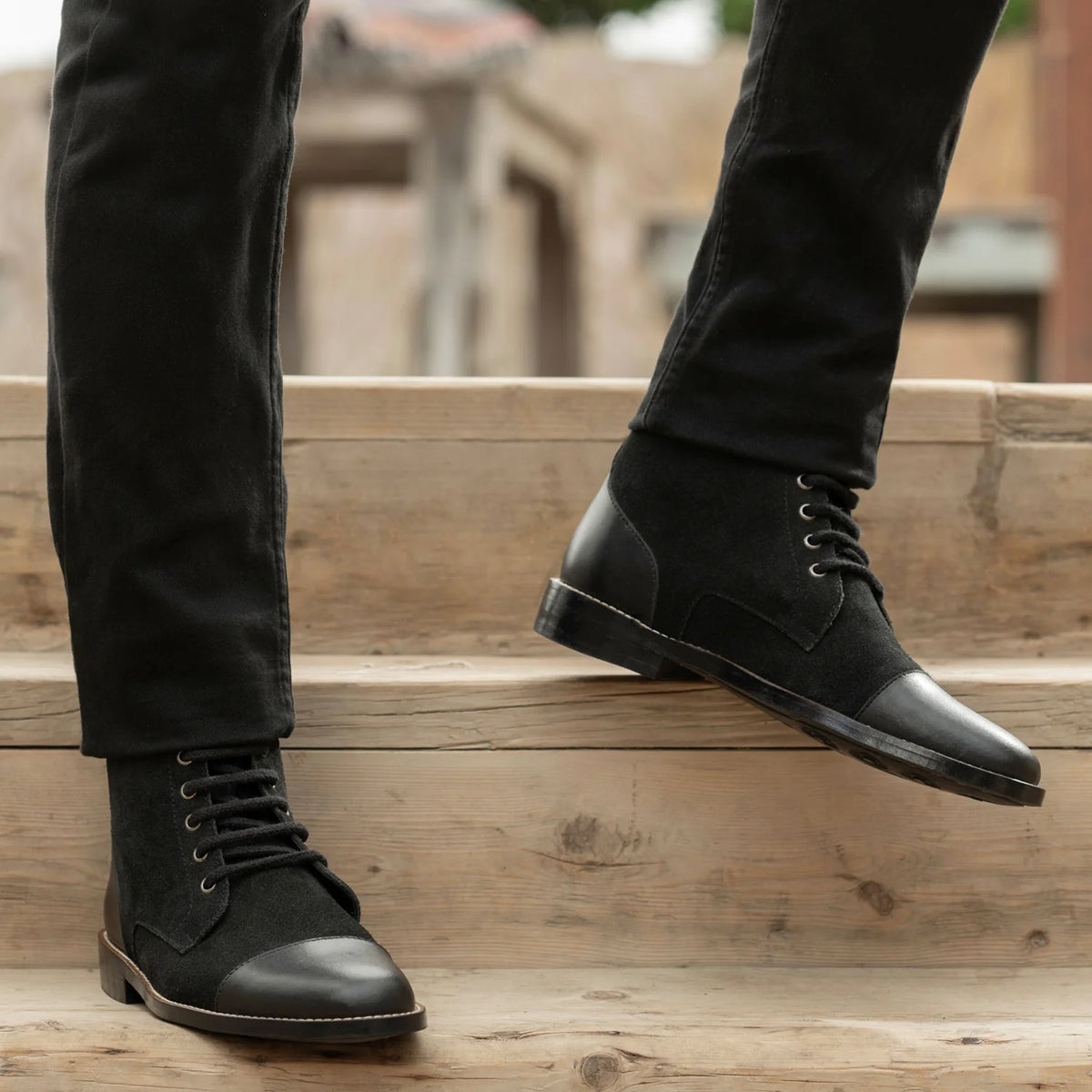 Orlaven Knight Derby Hybrid أسود أحذية بوت جلدية - StudGuard رجالي footwear image 9