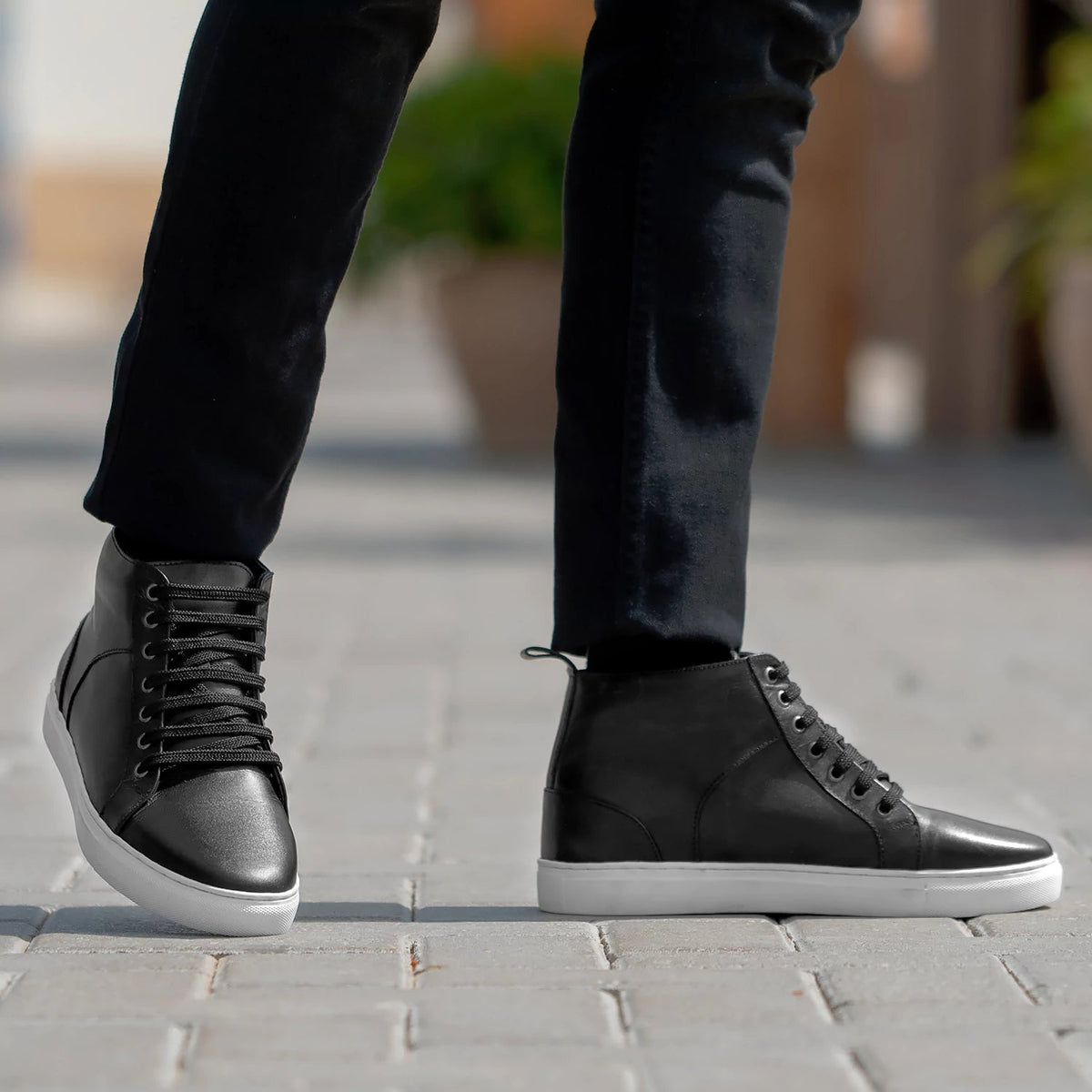 Orlaven Marty High Top أسود سنيكرز جلدي كاجوال رجالي footwear image 9