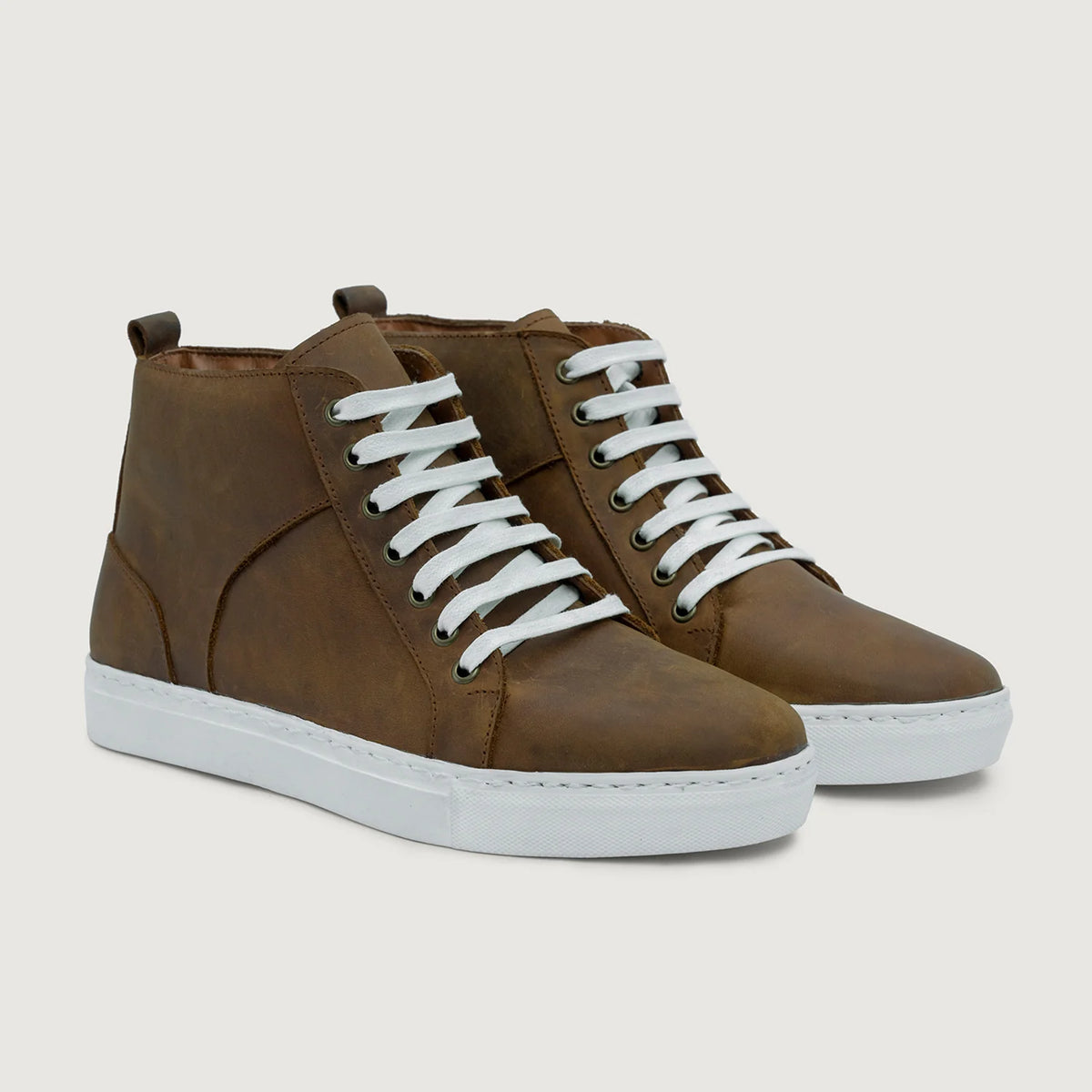Marty High Top Burnt Copper Pullup سنيكرز جلدي كاجوال رجالي For Men in Burnt Copper Full-Grain Leather - عرض جانبي | شراء أونلاين عبر المتجر الرسمي