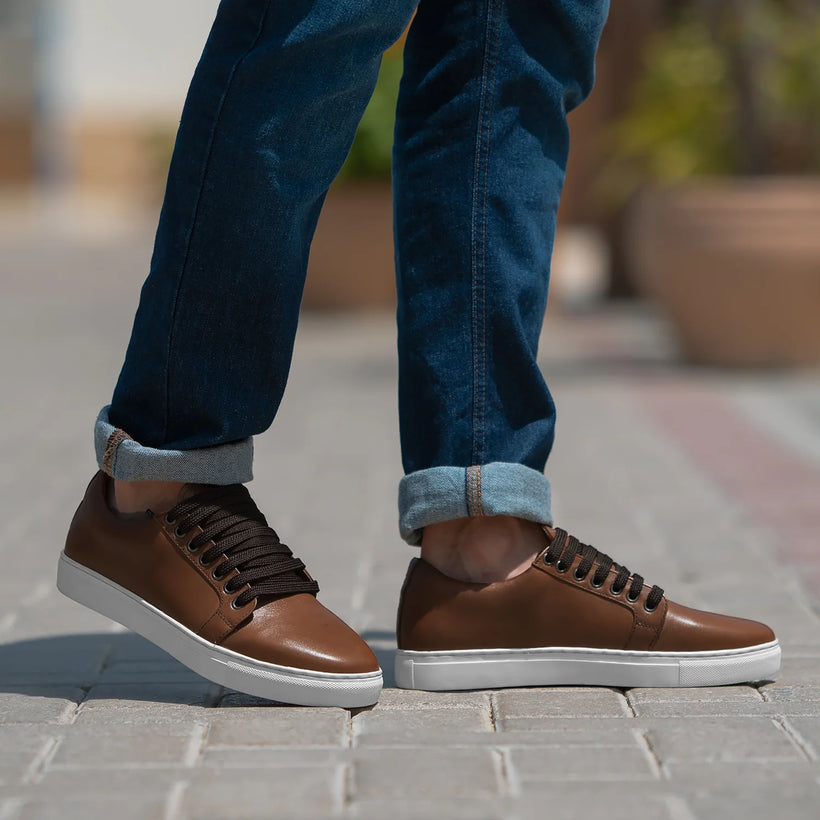 Murphy Low Top بيج تان سنيكرز جلدي كاجوال رجالي