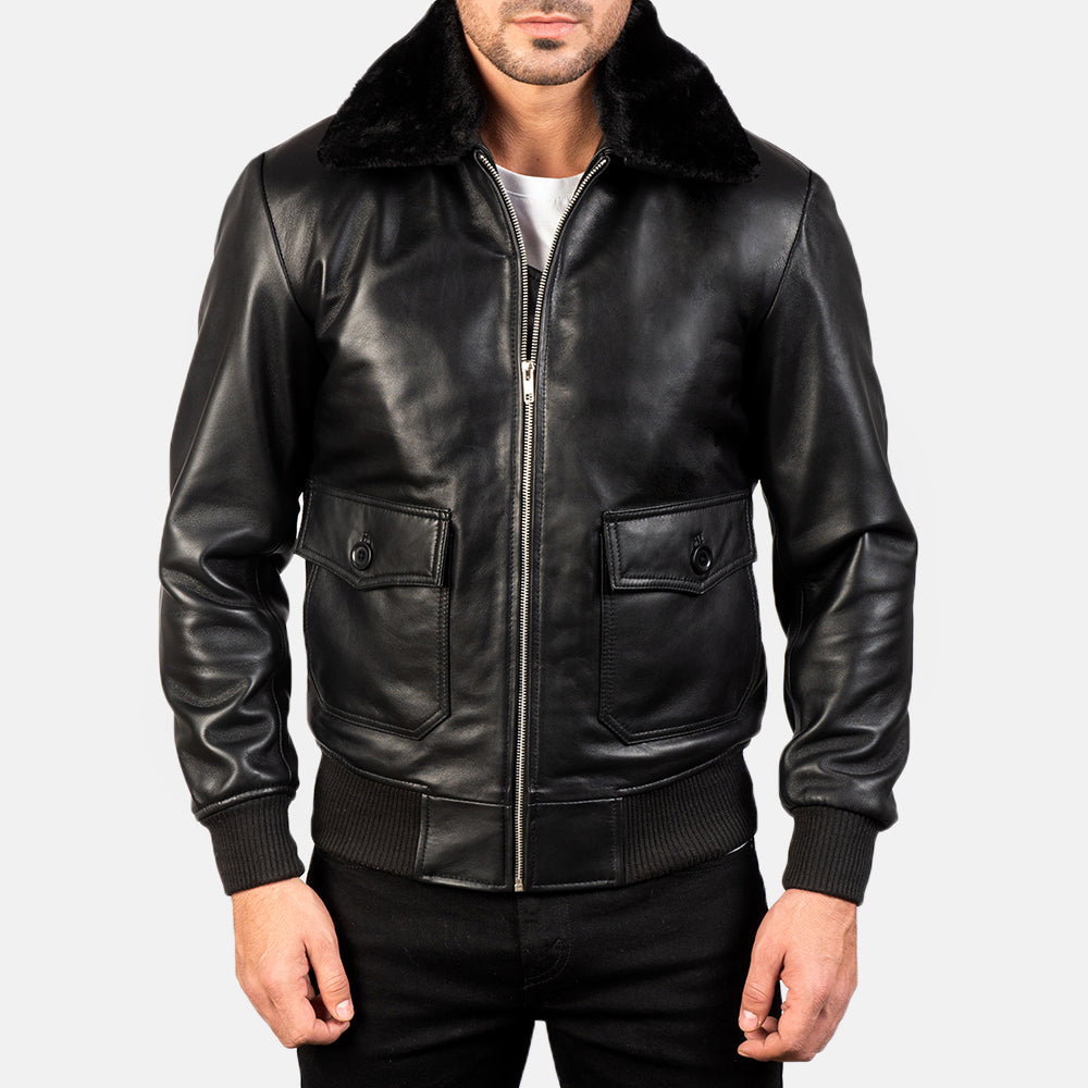 
تفاصيل مقربة of Shirt with Removable Fur & Zipper Hardware on Airin G-1 أسود جاكيت بومبر جلد رجالي