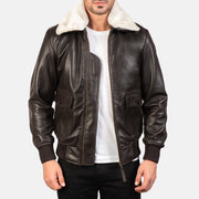 Men's Airin G-1 بني جاكيت بومبر جلد رجالي in Brown Sheepskin Leather - Front Profile View &amp; Tailored Silhouette | Buy Online