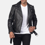 
تفاصيل مقربة of Notch & Zipper & Waist belt Hardware on Allaric Alley Black Leather Biker Jacket