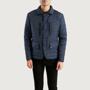 Men's Bo Quilt Windbreaker جاكيت جلد رجالي - Lateral Side Profile View Showing Sleeve Cut &amp; Athletic Taper Fit