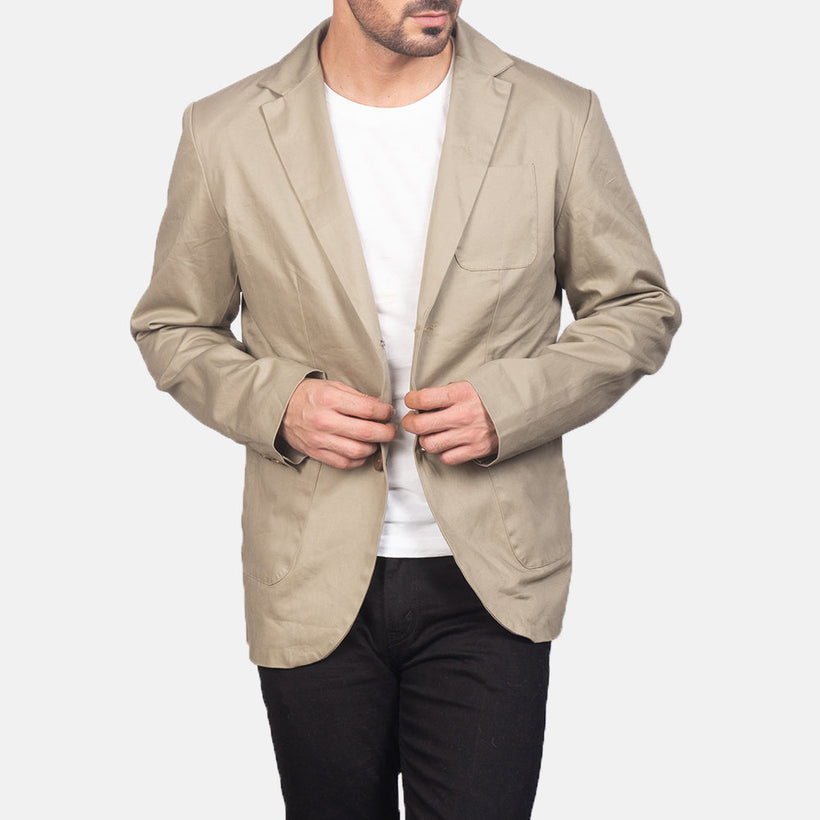 Borges Beige بليزر جلد رجالي