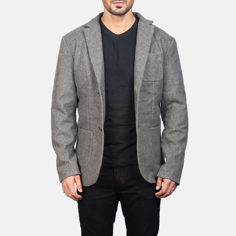 Borges Grey Wool بليزر جلد رجالي