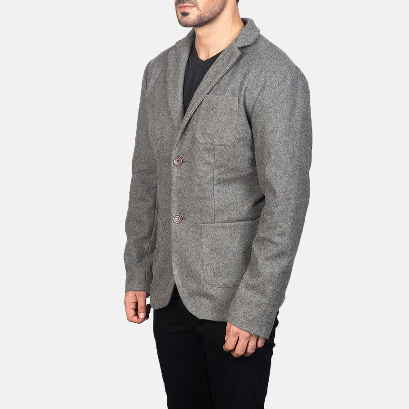 Borges Grey Wool بليزر جلد رجالي