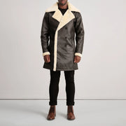 Charles معطف جلد بني Shearling معطف جلد رجالي – alternate product view 3