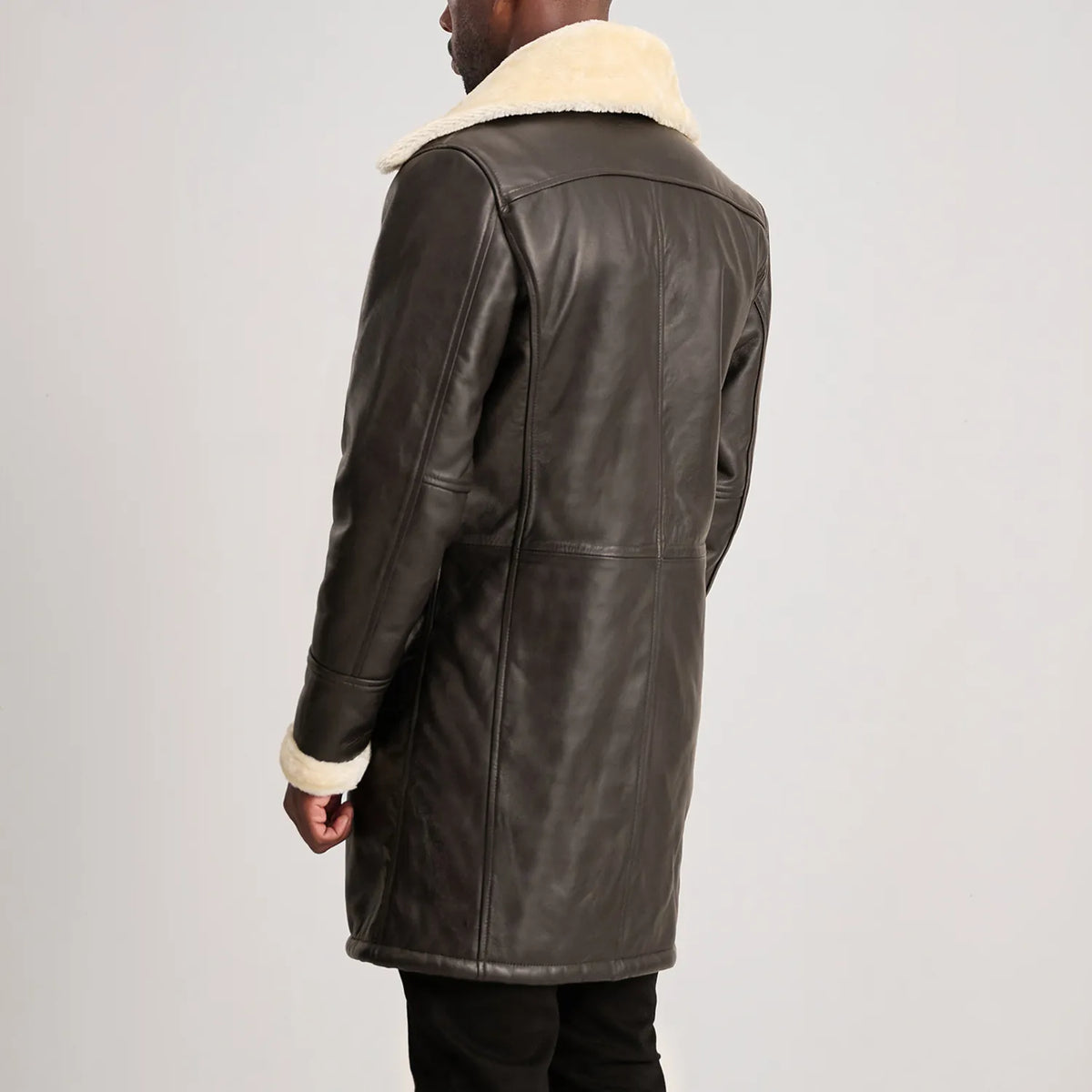 Charles معطف جلد بني Shearling معطف جلد رجالي – alternate product view 5