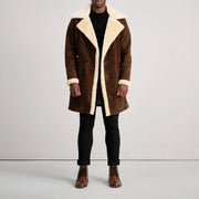 Charles معطف جلد بني Shearling معطف جلد رجالي – alternate product view 3