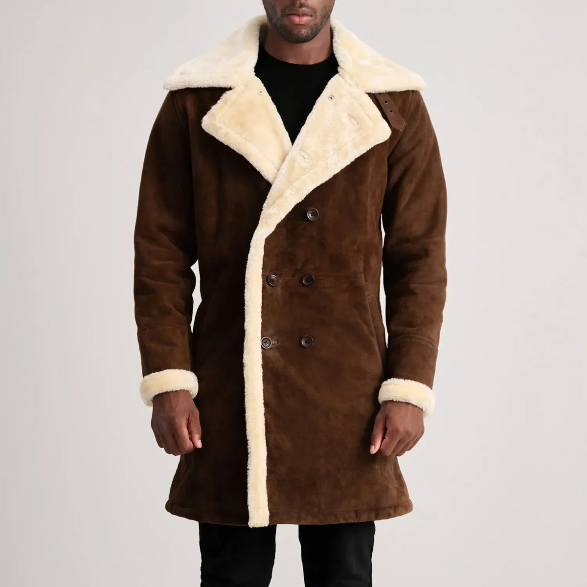Charles معطف جلد بني Shearling معطف جلد رجالي – alternate product view 4