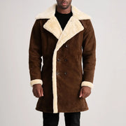 Charles معطف جلد بني Shearling معطف جلد رجالي – alternate product view 4