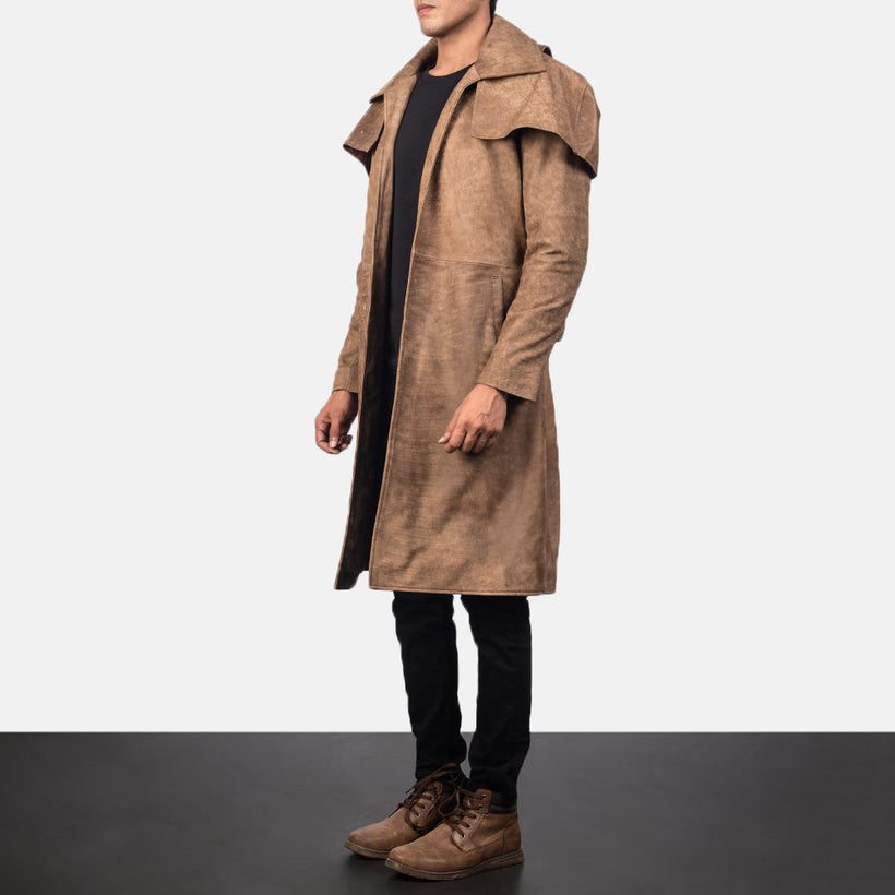 Classic بني Leather Duster رجالي