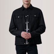 
Colberto أسود Waxed Canvas Trucker جاكيت جلد رجالي For Men in Black Waxed Cotton Canvas - عرض أمامي وقَصّة مفصلة أنيقة | شراء أونلاين عبر المتجر الرسمي