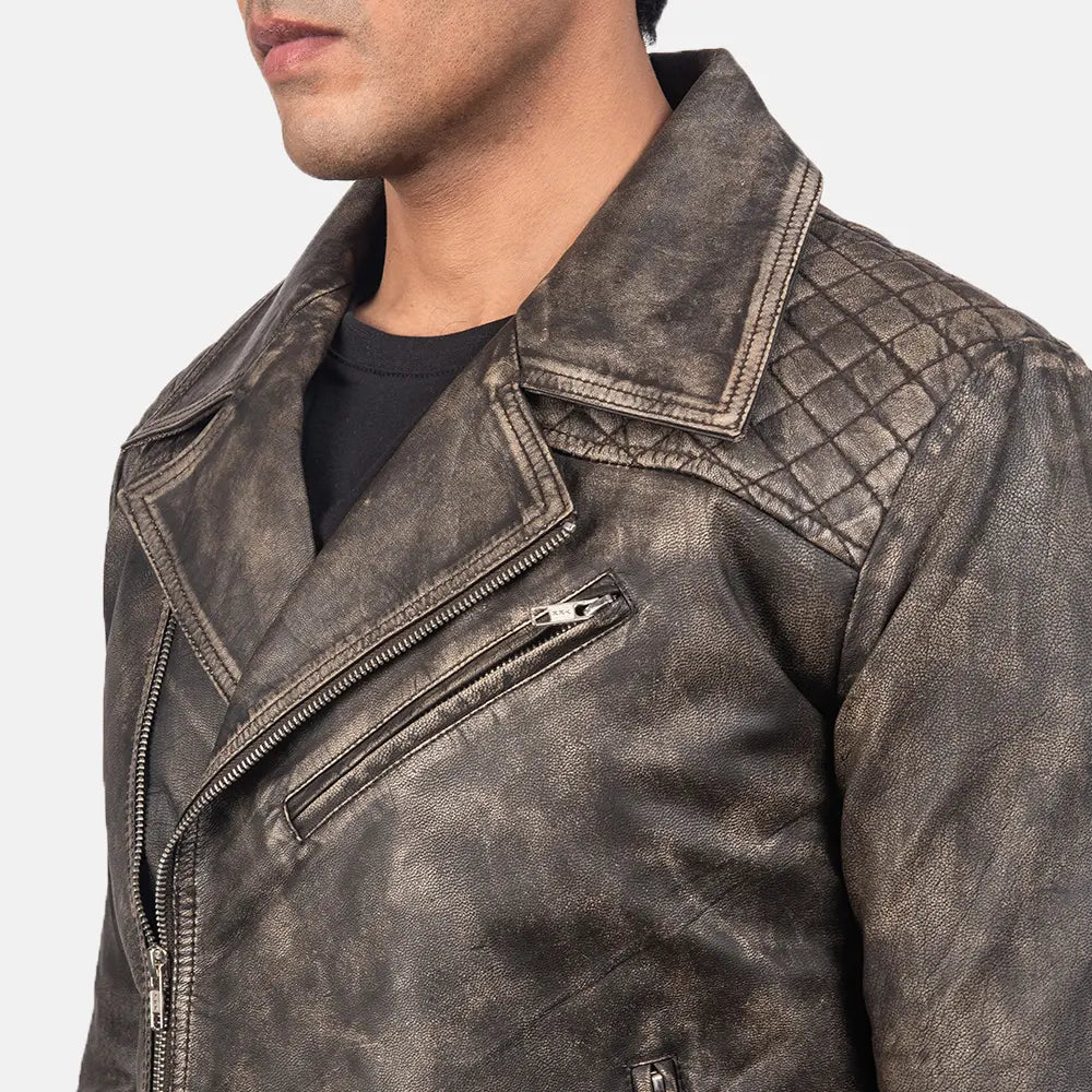
Danny مبطن ومحاك جاكيت بايكر جلد طبيعي رجالي – alternate product view 5