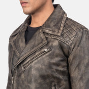 
Danny مبطن ومحاك جاكيت بايكر جلد طبيعي رجالي – alternate product view 5
