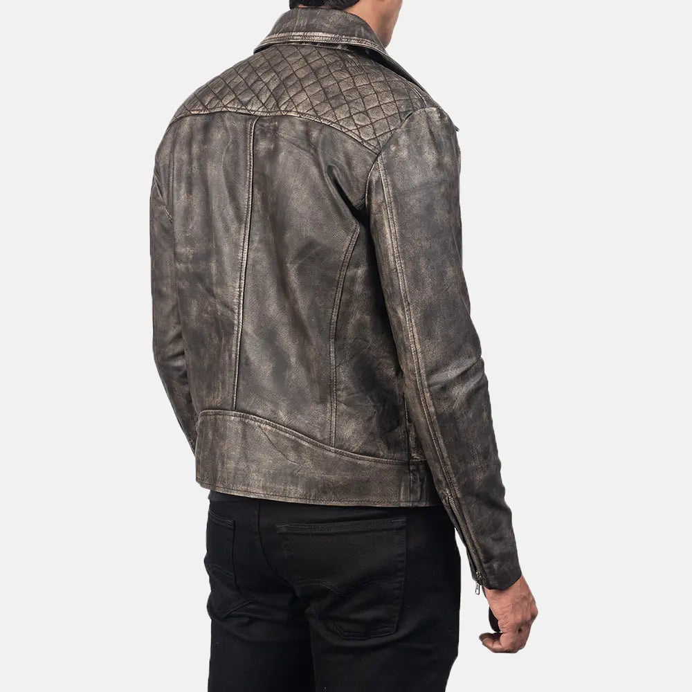 
Danny مبطن ومحاك جاكيت بايكر جلد طبيعي رجالي – alternate product view 6