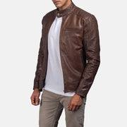 Dean أسود جاكيت بايكر جلد رجالي – alternate product view 2