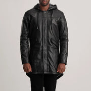 
تفاصيل مقربة of Hooded & Zipper with Placket Hardware on Delvin Tan Leather Parka