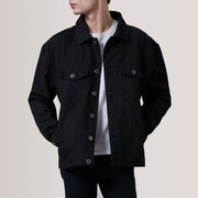 
Eddie أسود Oversized Denim Trucker جاكيت جلد رجالي For Men جلد بقر طبيعي أسود فاخر - عرض أمامي وقَصّة مفصلة أنيقة | شراء أونلاين عبر المتجر الرسمي