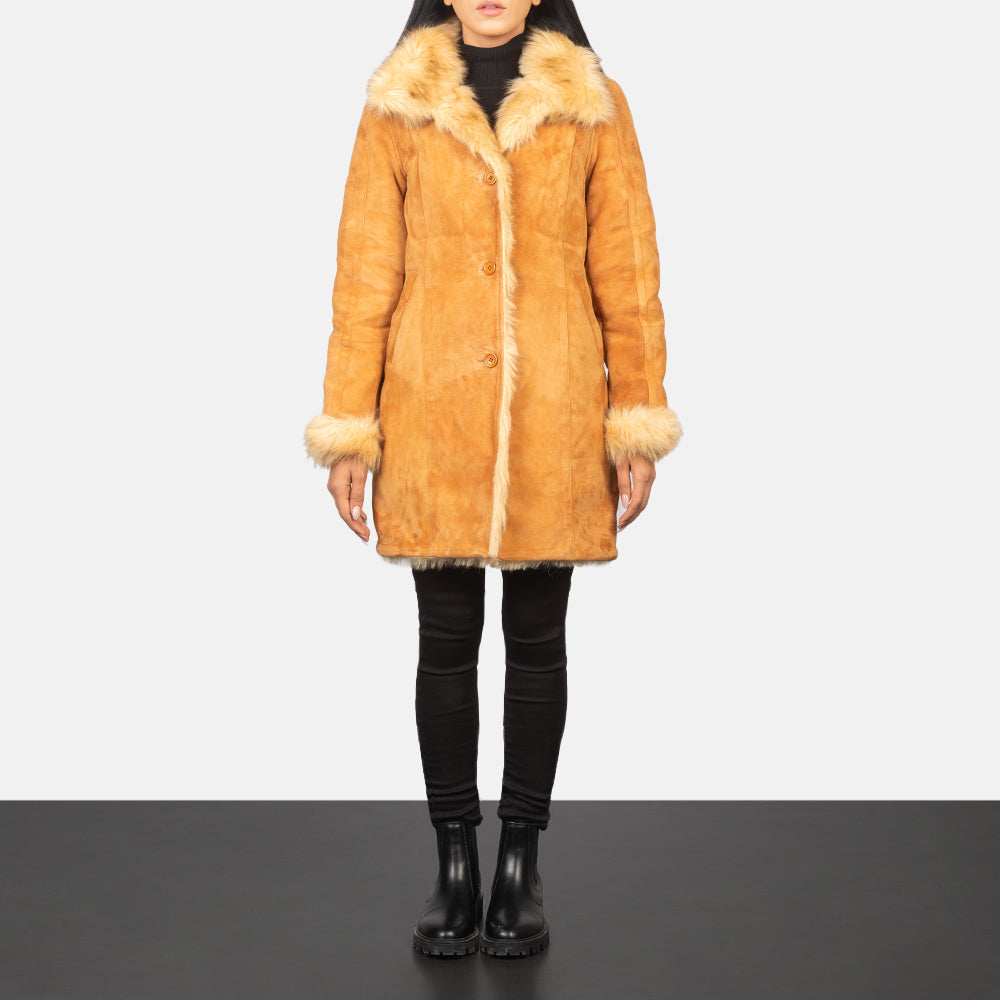 
Erica Beige Leather Coat - عرض جانبي يوضح قَصّة الأكمام المريحة