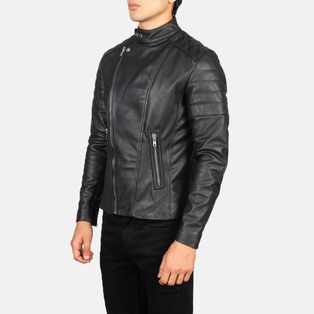
Mocha Brown Goatskin Suede Biker Jacket - عرض خلفي يوضح تفصيل الأكتاف المتقن والحاشية النظيفة