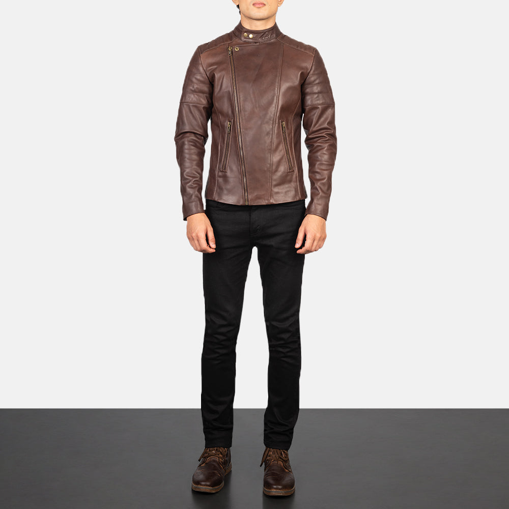 
Faisor Mocha جاكيت بايكر جلد طبيعي رجالي – alternate product view 3