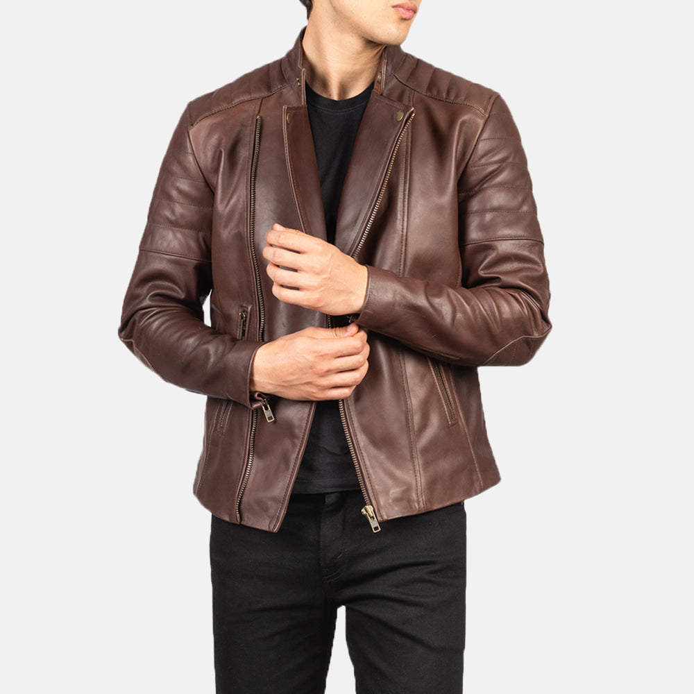 
Faisor Mocha جاكيت بايكر جلد طبيعي رجالي – alternate product view 6