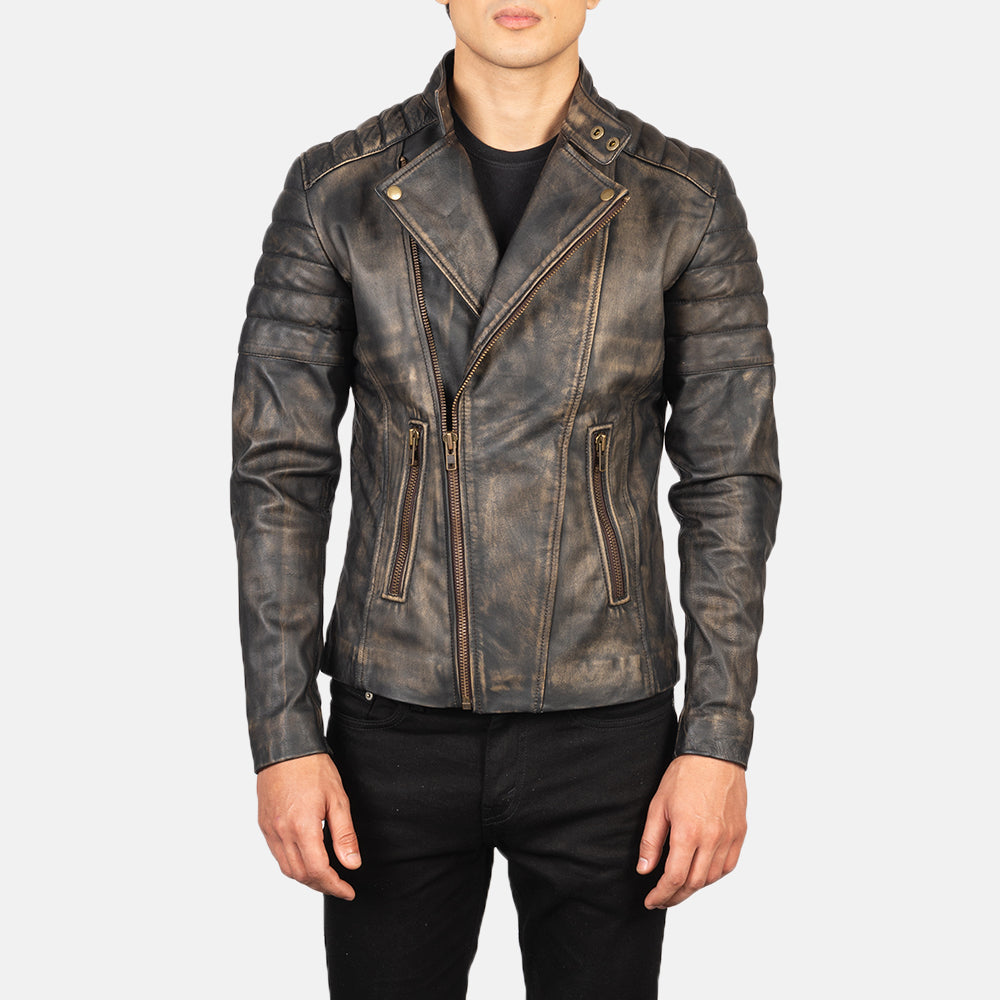
Faisor Mocha جاكيت بايكر جلد طبيعي رجالي – alternate product view 1